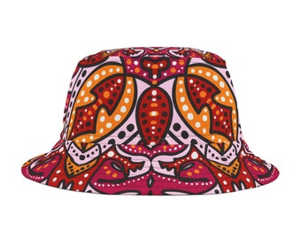 Unique Pop Art - Art Deco Bucket Hat with original Design - Fuchsia Flair