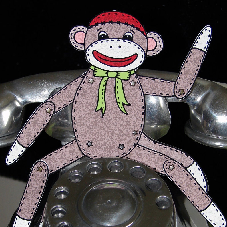 PDF Sock Monkey Sam Paper Doll image 1
