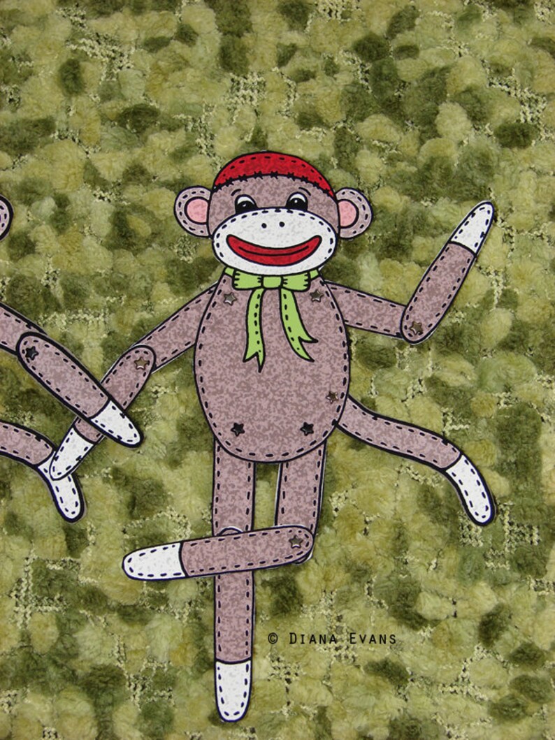 PDF Sock Monkey Sam Paper Doll image 2