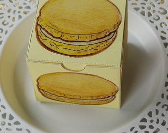 Citron Macaron Treat Box - PDF file - Craft your own