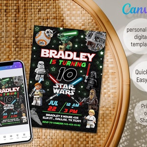 Printable Birthday Invitation, Star invite, wars invitation, darth vader birthday party, Instant Download stormtrooper invitation