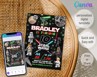 Printable Birthday Invitation, Star invite, wars invitation, darth vader birthday party, Instant Download stormtrooper invitation