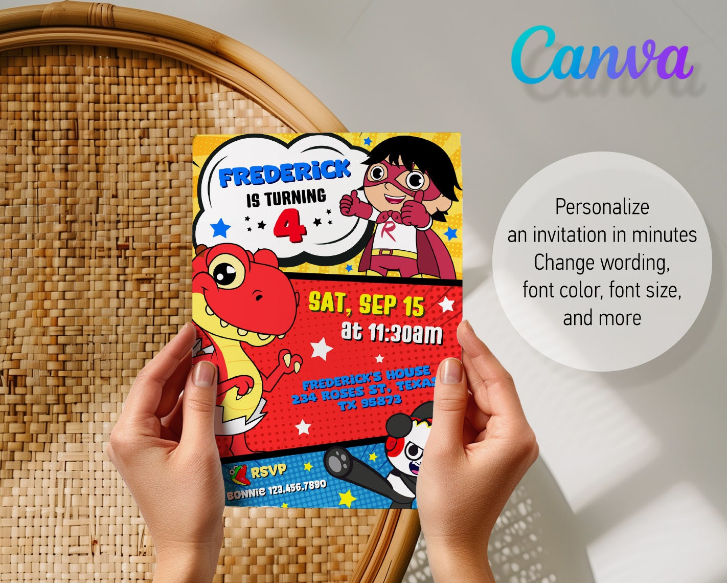 Ryans Birthday Invitation, Printable Ryan's World Invite, Party Invite ...