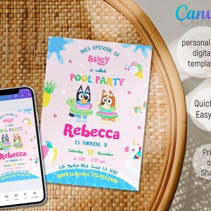 Paw-ty Editable Invitation, puppies Printable Birthday Invite boy girl, puppy invitation, dog invite, kids Birthday Invite template