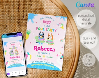Paw-ty Editable Invitation, puppies Printable Birthday Invite boy girl, puppy invitation, dog invite, kids Birthday Invite template