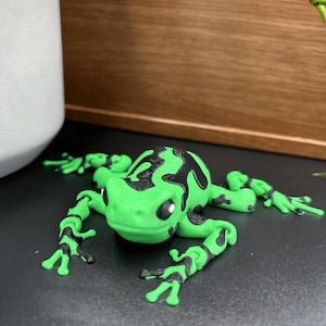 Articulated Poison Dart Frog 3D Printed Cubicle Fidget Toy Unique Gift for Kids Animal Lovers Customizable Colors Nick Nack Flexi Pet