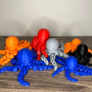 Articulated Octopus Fidget Toy, 3d Printed Flexi Toy, Desk Stim toy, Sensory Toy, Stress Relief Toy, Customizable, Multiple colors