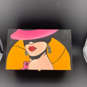Lady acrylic on wooden box