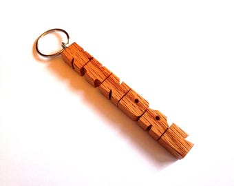 Eiche Holz Name Schlüsselbund, Custom geschnitzt, um zu bestellen
