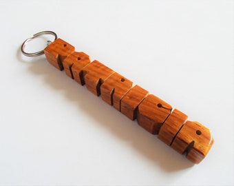 Custom Narra Wood Name Keychain, Carved to Order