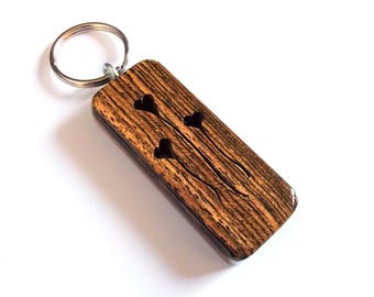 Bocote Wood, HeartStrings Key Fob / Keychain