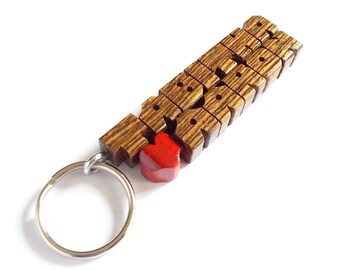 Bocote Wood 2-Liner Keychain, Names Custom Carved to Order