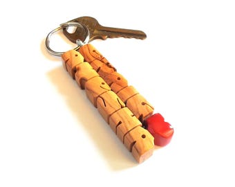 Olive Wood 2-Liner Keychain, Custom Carved to Order