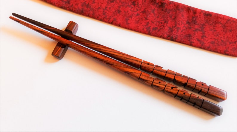 Name Chopsticks in Cocobolo Rosewood, Personalized , Custom Carved to Order image 1