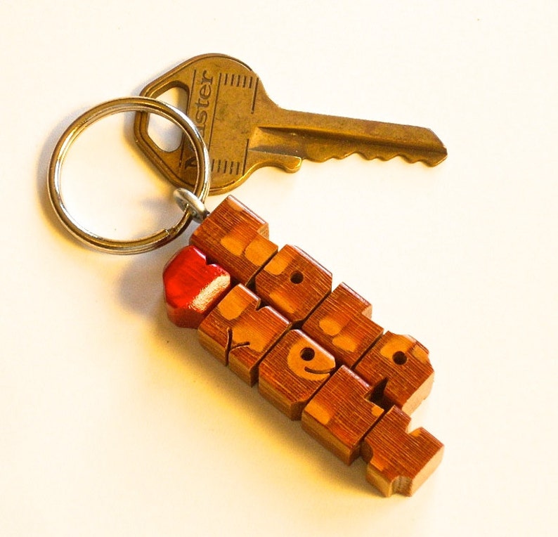 Leopardwood 2-Liner Keychain, Names Custom Carved to Order image 9