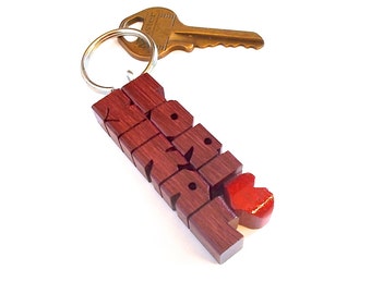 Purpleheart Wood 2-Liner Keychain, Names Custom Carved to Order
