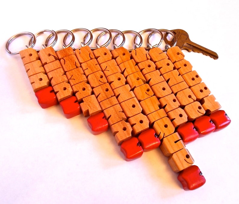 Teacher's Apple Name Keychain in Cherry Wood, Custom Carved to Order image 6