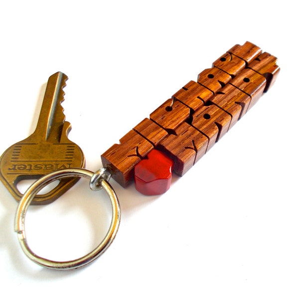 Cocobolo Wood 2-Liner Keychain, Names Custom Carved to Order