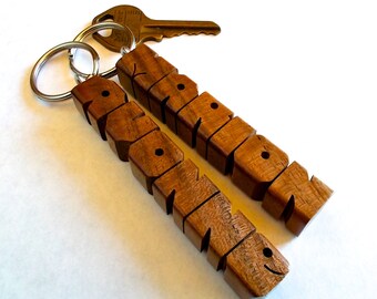 Personalized Wooden Name Keychain - Engraved Walnut Birch Gift, Unisex