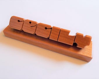 Custom Carved Wood Desk Name Plate: Cherry, Maple, Oak, or Walnut