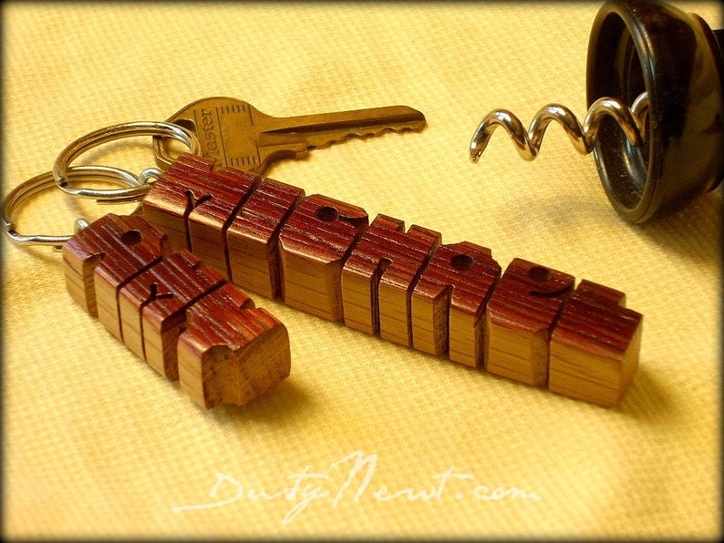 Custom Napa Wine Barrel Oak Stave Name Keychain, Recycled Wood, Carved to Order image 9