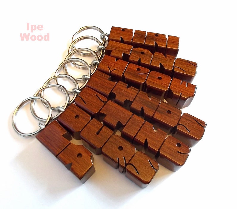 Custom Ipé Wood Name Keychain, Carved to Order image 3