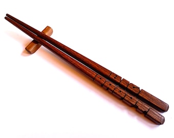 Walnut Wood Name Chopsticks, Custom Personalized, Carved to Order