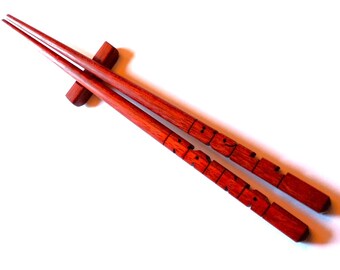 Purpleheart Wood Name Chopsticks, Custom Personalized, Carved to Order