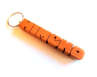 Custom Jumbo Cherry Wood Name Keychain
