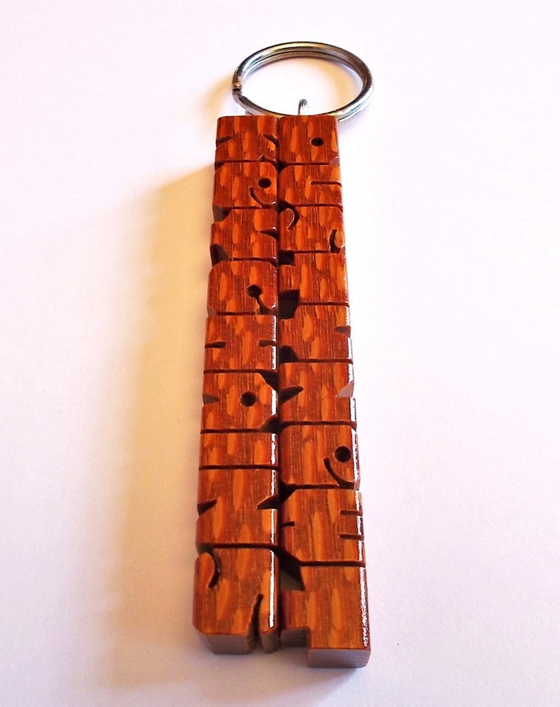 Leopardwood 2-Liner Keychain, Names Custom Carved to Order image 10