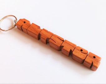 Custom Pecan Wood Name Keychain, Carved to Order