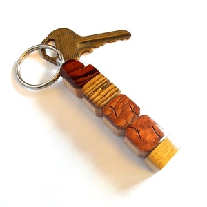 Custom Exotic Woods Sampler Name Keychain on Maple, Carved to Order image 5