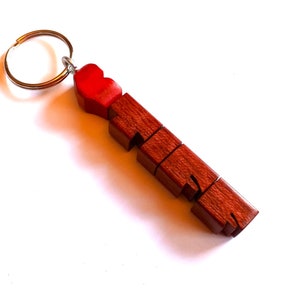 Custom Purpleheart Wood Name Keychain, Carved to Order image 1