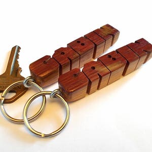 Custom Napa Wine Barrel Oak Stave Name Keychain, Recycled Wood, Carved to Order image 5