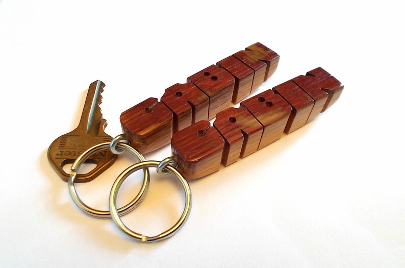 Custom Napa Wine Barrel Oak Stave Name Keychain, Recycled Wood, Carved to Order image 5