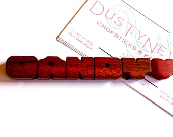 Name Refrigerator Magnet in Mahogany Wood, Custom Carved to Order