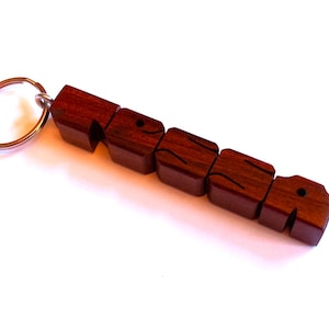 Ipé Wood Name Keychain, Custom Carved to Order