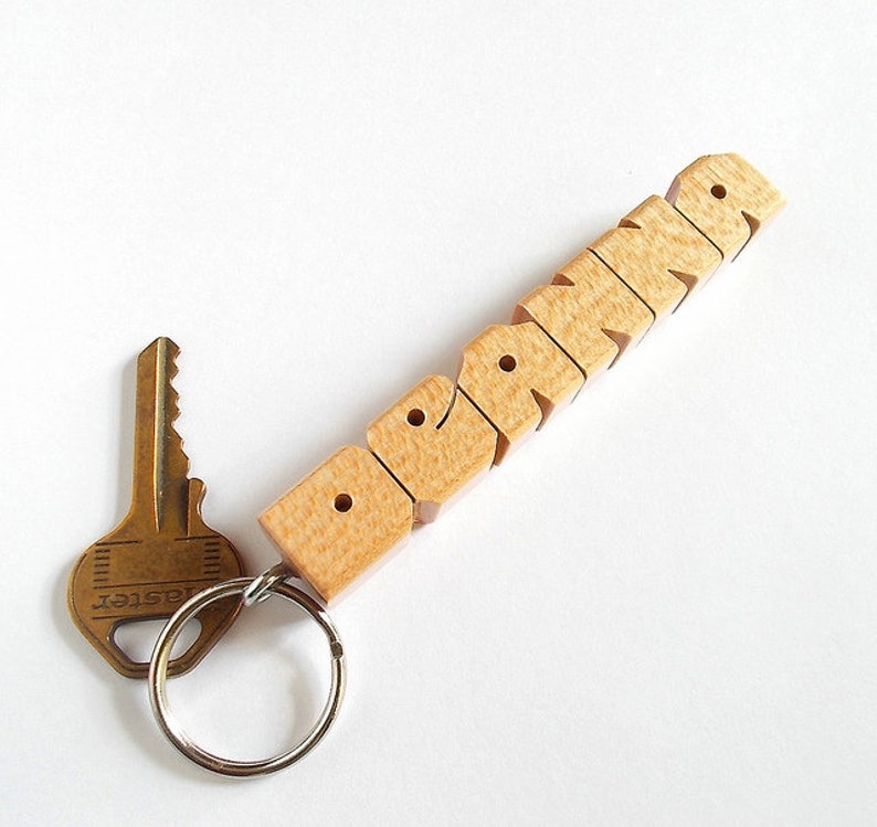 Custom Maple Wood Name Keychain, Carved to Order image 4