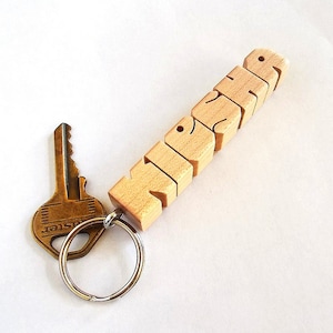 Custom Maple Wood Name Keychain, Carved to Order image 1