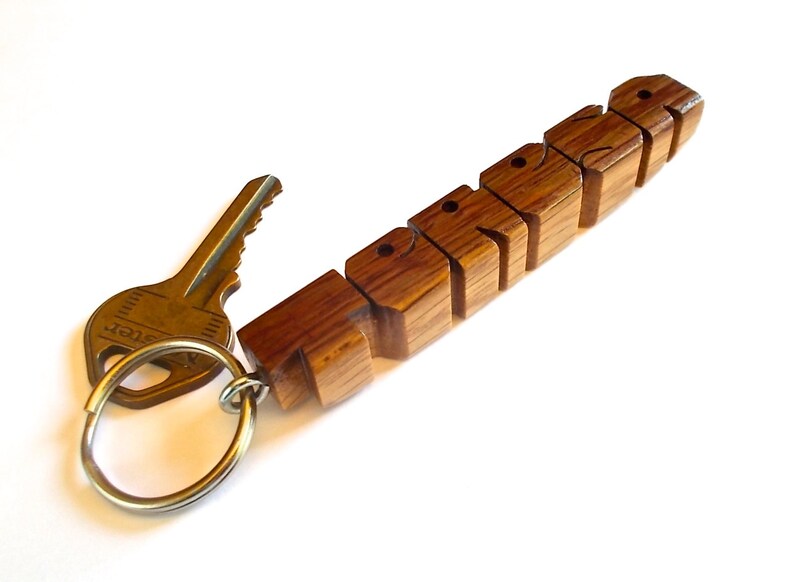 Custom Napa Wine Barrel Oak Stave Name Keychain, Recycled Wood, Carved to Order image 3