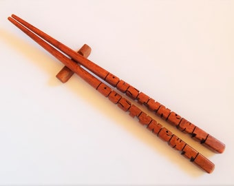 Name Chopsticks in Mesquite Wood, Personalized, Custom Carved to Order