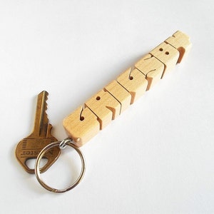 Custom Maple Wood Name Keychain, Carved to Order image 7