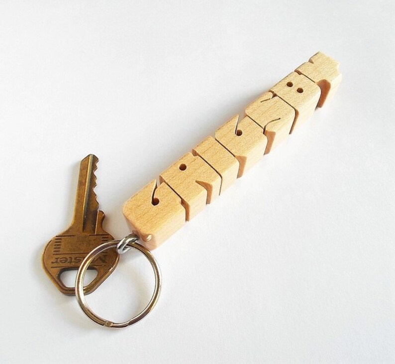 Custom Maple Wood Name Keychain, Carved to Order image 7