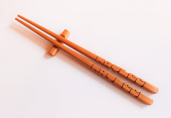 Cherry Wood Name Chopsticks, Custom Personalized, Carved to Order