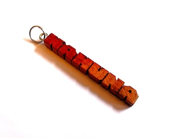 Hawaiian Koa Wood Mini Tag: Custom Carved, Personalized Purse and Backpack Charm