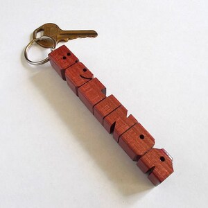 Custom Purpleheart Wood Name Keychain, Carved to Order image 2