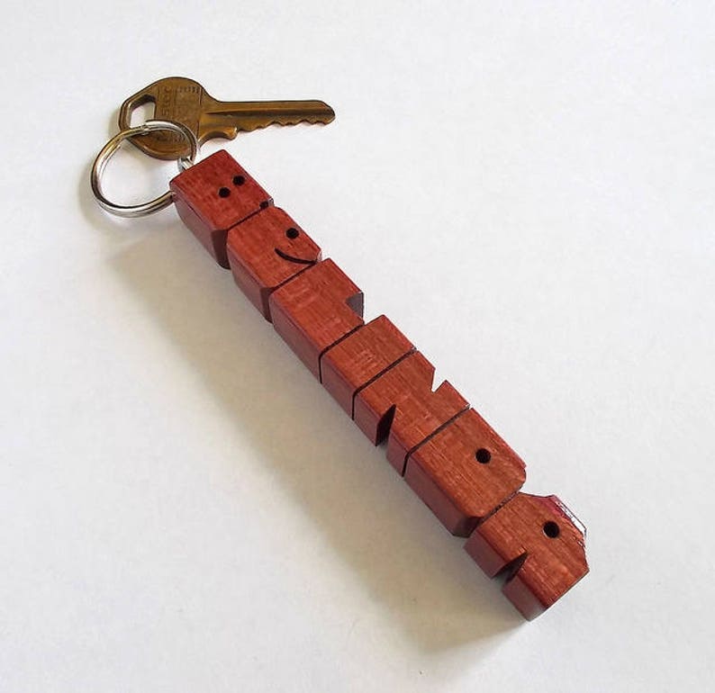 Custom Purpleheart Wood Name Keychain, Carved to Order image 2