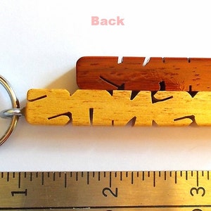 Pau Amarello and Paduak Woods 2-Liner Keychain, Custom Carved to Order image 7