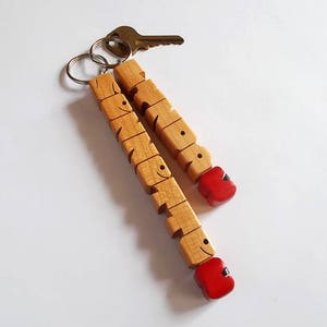 Teacher's Apple Name Keychain in Cherry Wood, Custom Carved to Order image 8