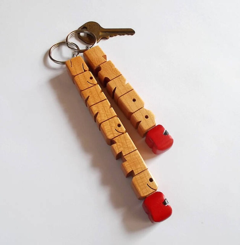 Teacher's Apple Name Keychain in Cherry Wood, Custom Carved to Order image 8